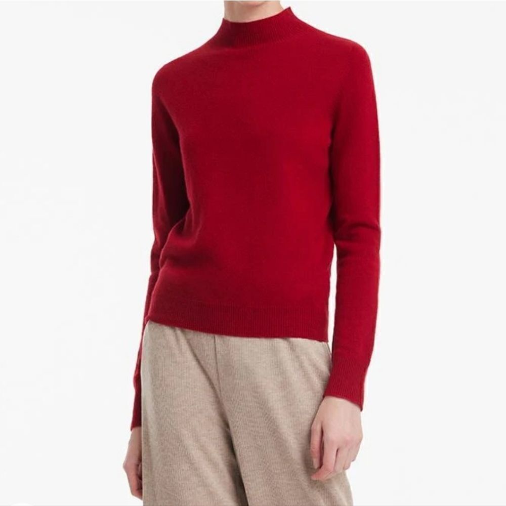 Cashmere House Women's Red Mock Neck Pullover Long Sleeve Sweater